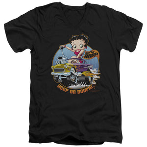 AN OFFCIALLY LICENSED BETTY BOOP KEEP ON BOOPIN MEN'S V-NECK T-SHIRT BLACK