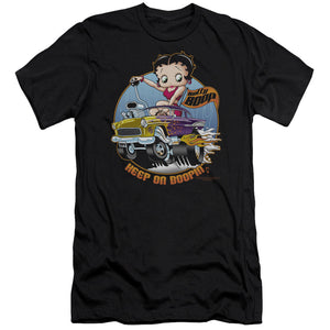 AN OFFCIALLY LICENSED BETTY BOOP KEEP ON BOOPIN MEN'S PREMIUM SLIM FIT T-SHIRT BLACK