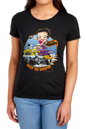 AN OFFCIALLY LICENSED BETTY BOOP KEEP ON BOOPIN WOMEN'S REGULAR FIT T-SHIRT BLACK
