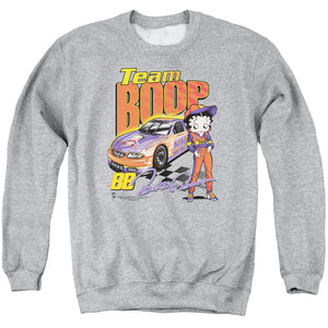 AN OFFCIALLY LICENSED BETTY BOOP TEAM BOOP ADULT UNISEX CREWNECK SWEATSHIRT ATHLETIC HEATHER
