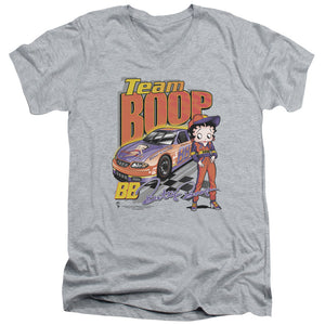 AN OFFCIALLY LICENSED BETTY BOOP TEAM BOOP MEN'S V-NECK T-SHIRT ATHLETIC HEATHER