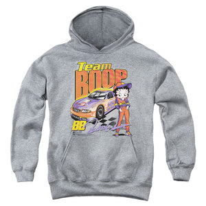 AN OFFCIALLY LICENSED BETTY BOOP TEAM BOOP YOUTH HOODIE ATHLETIC HEATHER