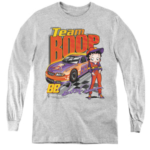 AN OFFCIALLY LICENSED BETTY BOOP TEAM BOOP YOUTH LONG SLEEVE T-SHIRT ATHLETIC HEATHER