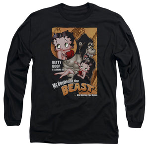 AN OFFCIALLY LICENSED BETTY BOOP BOYFRIEND THE BEAST MEN'S LONG SLEEVE T-SHIRT BLACK