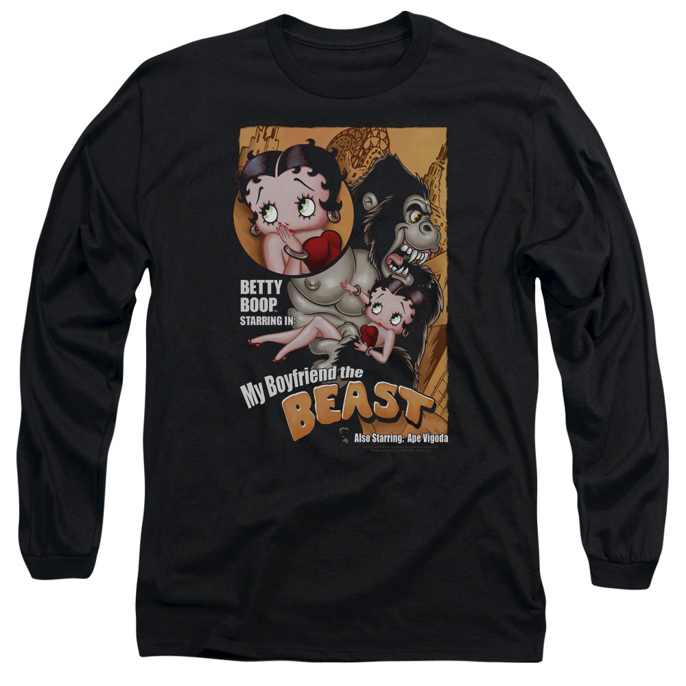 AN OFFCIALLY LICENSED BETTY BOOP BOYFRIEND THE BEAST MEN'S LONG SLEEVE T-SHIRT BLACK
