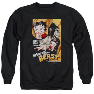 AN OFFCIALLY LICENSED BETTY BOOP BOYFRIEND THE BEAST ADULT UNISEX CREWNECK SWEATSHIRT BLACK