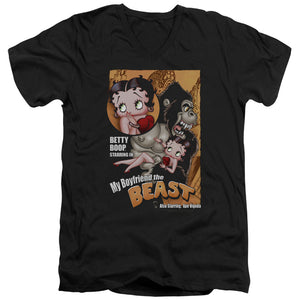 AN OFFCIALLY LICENSED BETTY BOOP BOYFRIEND THE BEAST MEN'S V-NECK T-SHIRT BLACK