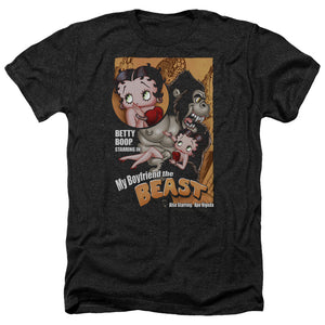 AN OFFCIALLY LICENSED BETTY BOOP BOYFRIEND THE BEAST MEN'S HEATHER T-SHIRT CHARCOAL