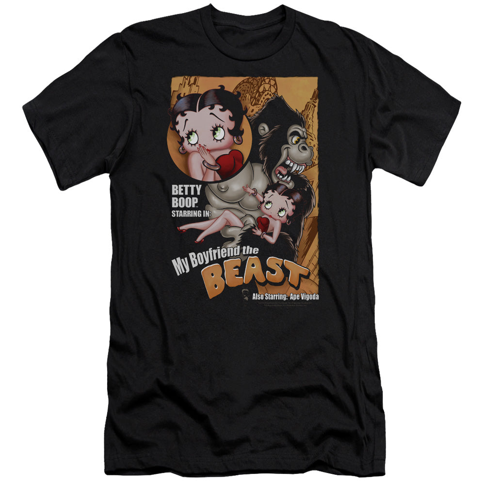 AN OFFCIALLY LICENSED BETTY BOOP BOYFRIEND THE BEAST MEN'S PREMIUM SLIM FIT T-SHIRT BLACK
