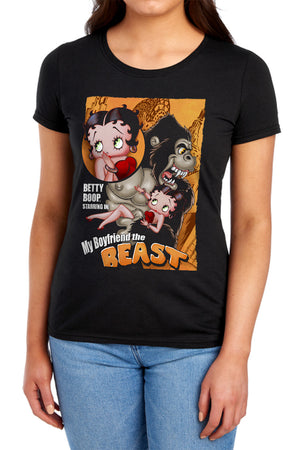 AN OFFCIALLY LICENSED BETTY BOOP BOYFRIEND THE BEAST WOMEN'S REGULAR FIT T-SHIRT BLACK