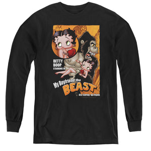 AN OFFCIALLY LICENSED BETTY BOOP BOYFRIEND THE BEAST YOUTH LONG SLEEVE T-SHIRT BLACK