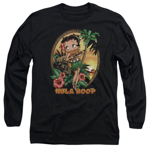 AN OFFCIALLY LICENSED BETTY BOOP HULA BOOP II MEN'S LONG SLEEVE T-SHIRT BLACK