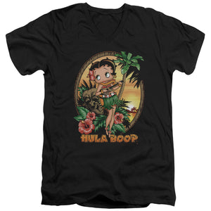 AN OFFCIALLY LICENSED BETTY BOOP HULA BOOP II MEN'S V-NECK T-SHIRT BLACK