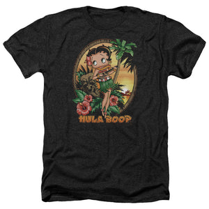 AN OFFCIALLY LICENSED BETTY BOOP HULA BOOP II MEN'S HEATHER T-SHIRT CHARCOAL