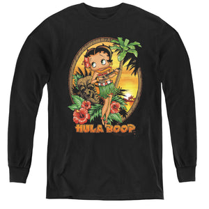 AN OFFCIALLY LICENSED BETTY BOOP HULA BOOP II YOUTH LONG SLEEVE T-SHIRT BLACK