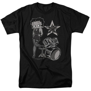 AN OFFCIALLY LICENSED BETTY BOOP WITH THE BAND MEN'S REGULAR FIT T-SHIRT BLACK
