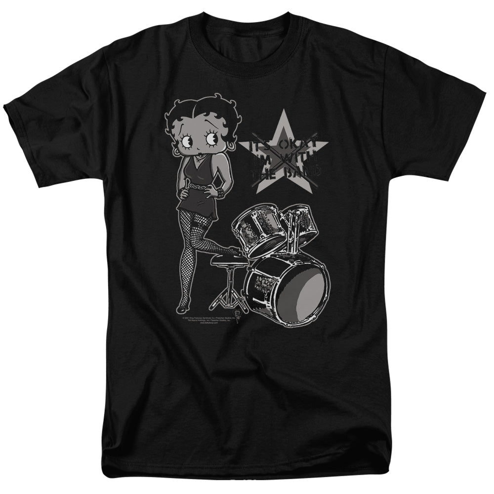 AN OFFCIALLY LICENSED BETTY BOOP WITH THE BAND MEN'S REGULAR FIT T-SHIRT BLACK