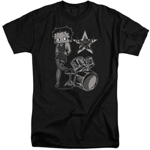 AN OFFCIALLY LICENSED BETTY BOOP WITH THE BAND MEN'S TALL FIT T-SHIRT BLACK