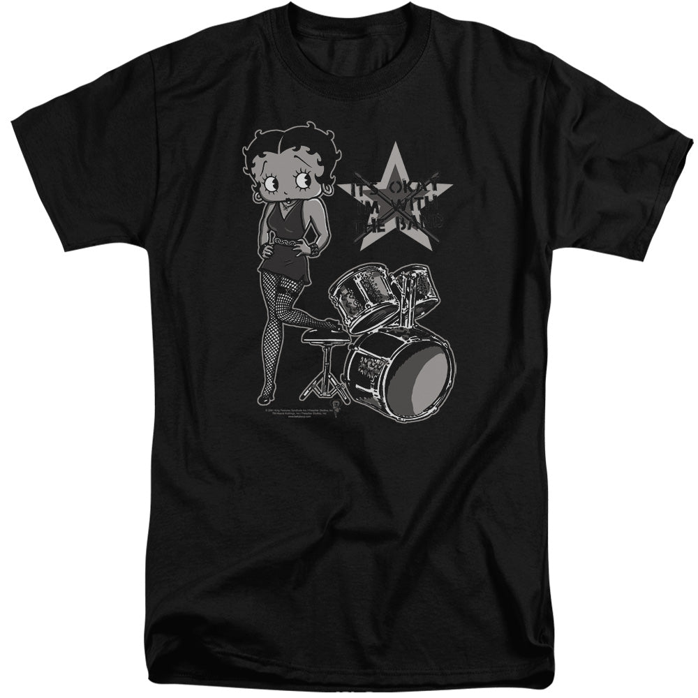 AN OFFCIALLY LICENSED BETTY BOOP WITH THE BAND MEN'S TALL FIT T-SHIRT BLACK