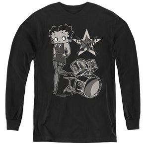 AN OFFCIALLY LICENSED BETTY BOOP WITH THE BAND YOUTH LONG SLEEVE T-SHIRT BLACK