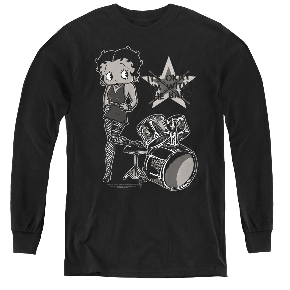 AN OFFCIALLY LICENSED BETTY BOOP WITH THE BAND YOUTH LONG SLEEVE T-SHIRT BLACK