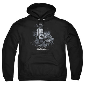 AN OFFCIALLY LICENSED BETTY BOOP STORM RIDER ADULT UNISEX PULLOVER HOODIE BLACK