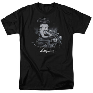 AN OFFCIALLY LICENSED BETTY BOOP STORM RIDER MEN'S REGULAR FIT T-SHIRT BLACK