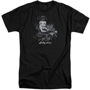 AN OFFCIALLY LICENSED BETTY BOOP STORM RIDER MEN'S TALL FIT T-SHIRT BLACK