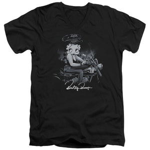 AN OFFCIALLY LICENSED BETTY BOOP STORM RIDER MEN'S V-NECK T-SHIRT BLACK