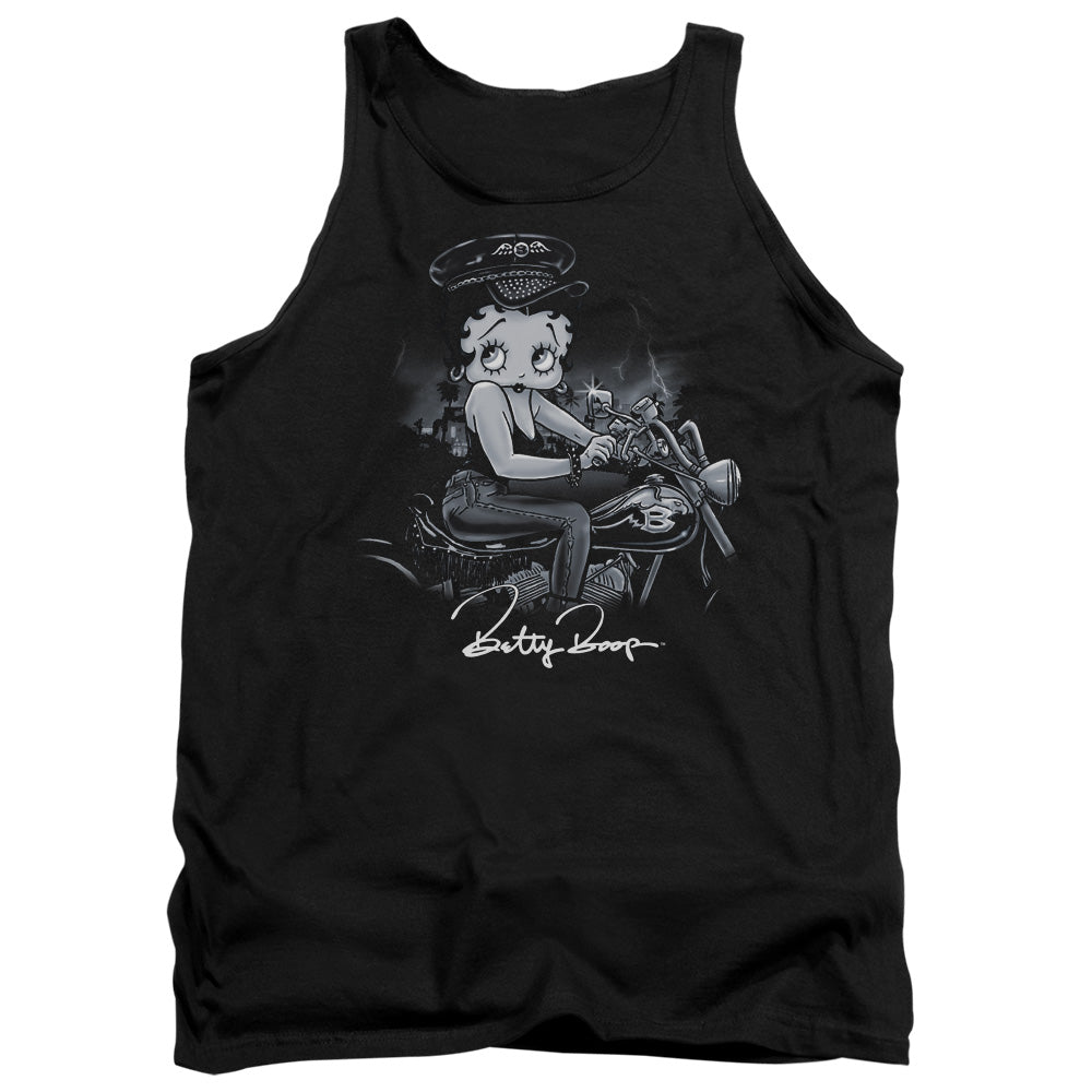 AN OFFCIALLY LICENSED BETTY BOOP STORM RIDER ADULT UNISEX TANK TOP BLACK