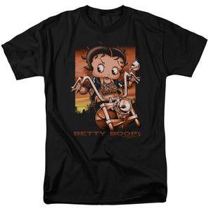 AN OFFCIALLY LICENSED BETTY BOOP SUNSET RIDER MEN'S REGULAR FIT T-SHIRT BLACK