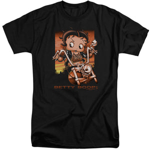 AN OFFCIALLY LICENSED BETTY BOOP SUNSET RIDER MEN'S TALL FIT T-SHIRT BLACK