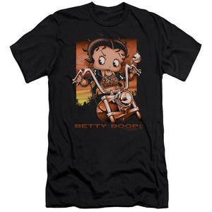 AN OFFCIALLY LICENSED BETTY BOOP SUNSET RIDER MEN'S PREMIUM SLIM FIT T-SHIRT BLACK