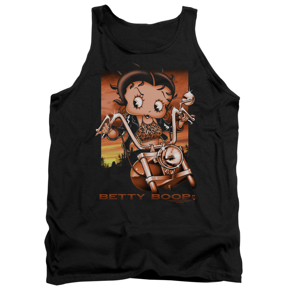 AN OFFCIALLY LICENSED BETTY BOOP SUNSET RIDER ADULT UNISEX TANK TOP BLACK