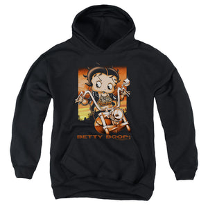 AN OFFCIALLY LICENSED BETTY BOOP SUNSET RIDER YOUTH HOODIE BLACK