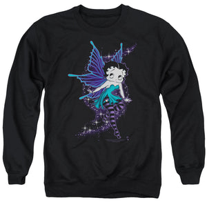 AN OFFCIALLY LICENSED BETTY BOOP SPARKLE FAIRY ADULT UNISEX CREWNECK SWEATSHIRT BLACK