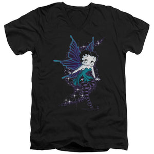 AN OFFCIALLY LICENSED BETTY BOOP SPARKLE FAIRY MEN'S V-NECK T-SHIRT BLACK