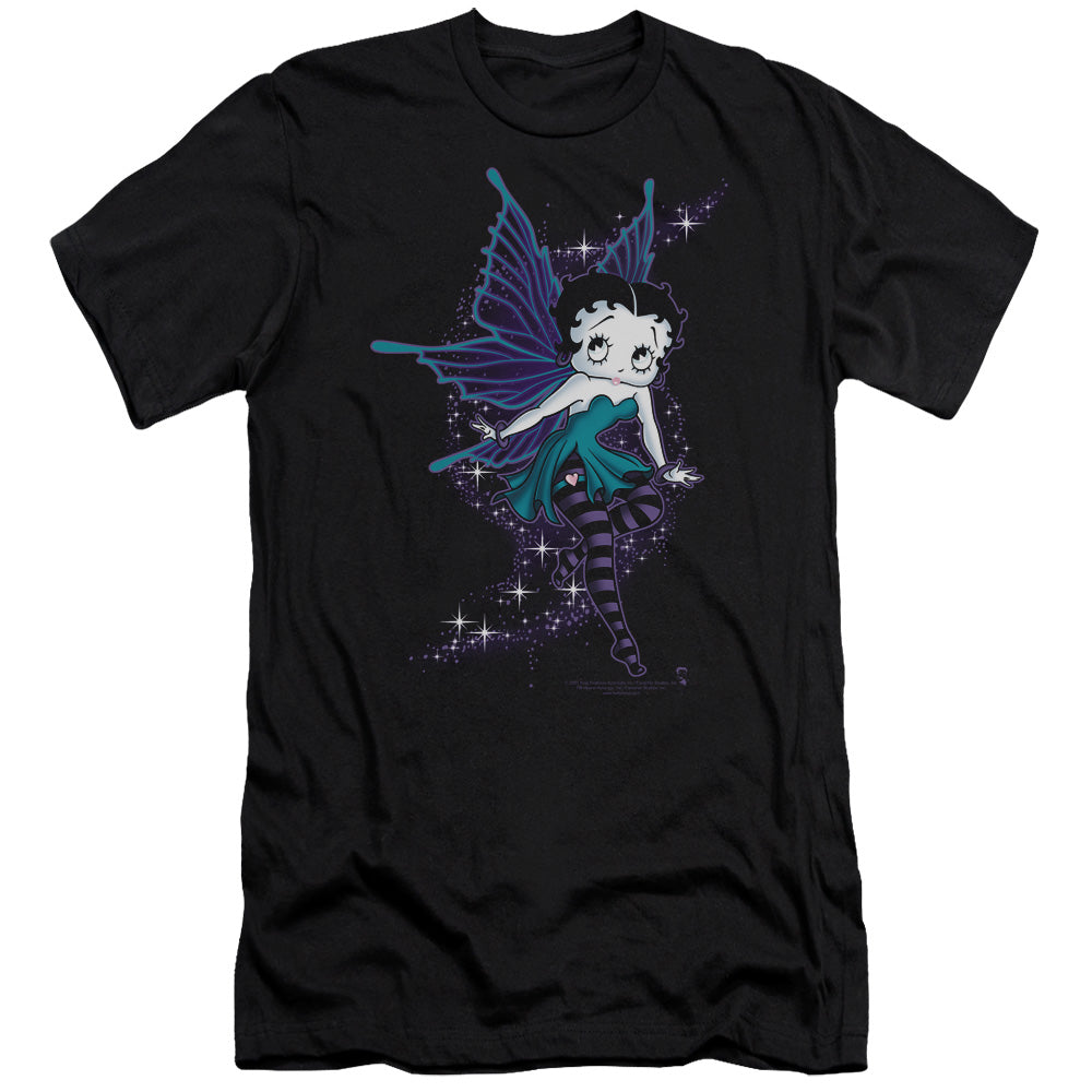 AN OFFCIALLY LICENSED BETTY BOOP SPARKLE FAIRY MEN'S PREMIUM SLIM FIT T-SHIRT BLACK