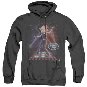 AN OFFCIALLY LICENSED BETTY BOOP POP STAR ADULT UNISEX HEATHER PULLOVER HOODIE BLACK