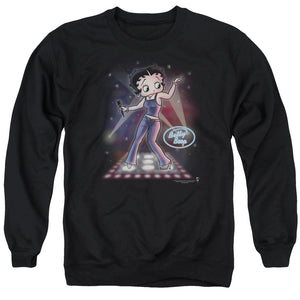 AN OFFCIALLY LICENSED BETTY BOOP POP STAR ADULT UNISEX CREWNECK SWEATSHIRT BLACK