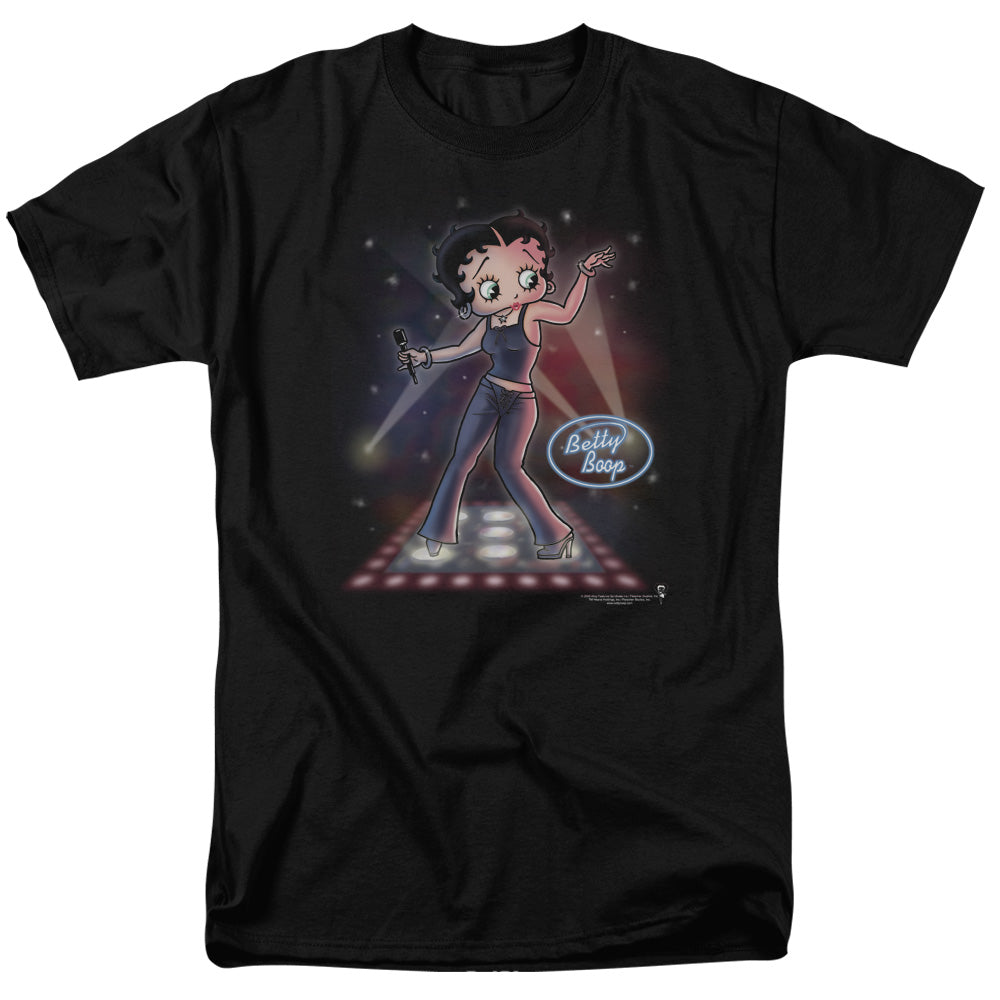 AN OFFCIALLY LICENSED BETTY BOOP POP STAR MEN'S REGULAR FIT T-SHIRT BLACK
