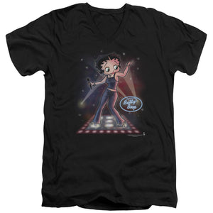 AN OFFCIALLY LICENSED BETTY BOOP POP STAR MEN'S V-NECK T-SHIRT BLACK
