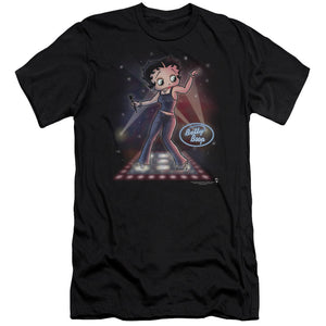 AN OFFCIALLY LICENSED BETTY BOOP POP STAR MEN'S PREMIUM SLIM FIT T-SHIRT BLACK