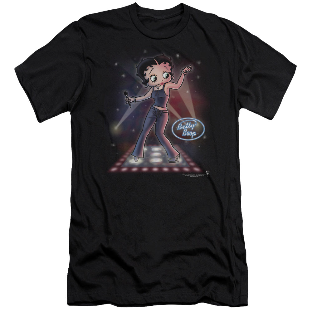 AN OFFCIALLY LICENSED BETTY BOOP POP STAR MEN'S PREMIUM SLIM FIT T-SHIRT BLACK