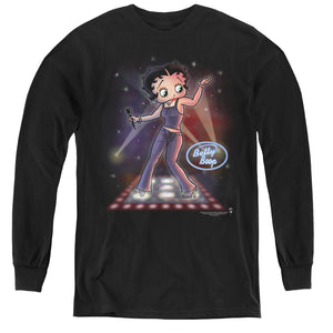 AN OFFCIALLY LICENSED BETTY BOOP POP STAR YOUTH LONG SLEEVE T-SHIRT BLACK