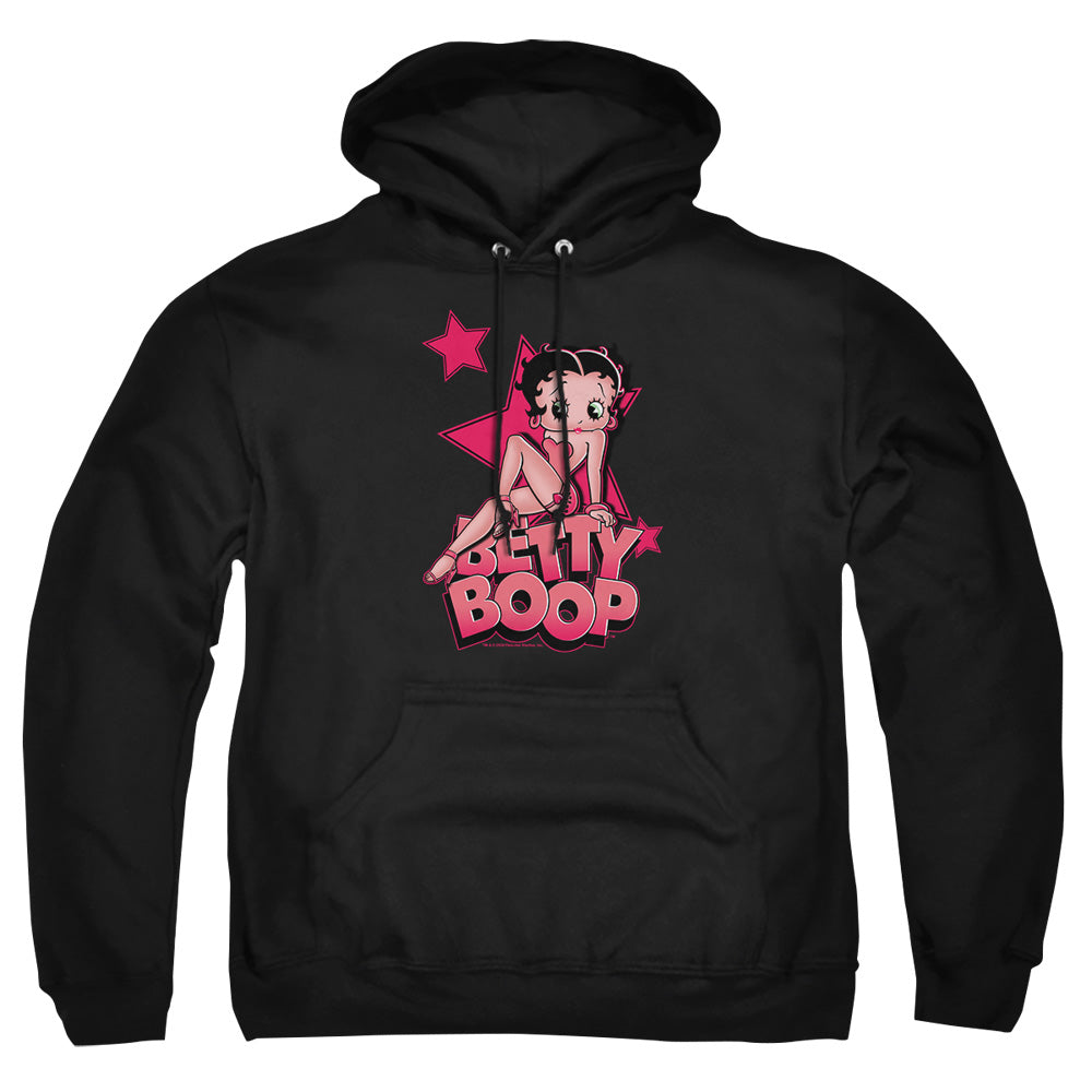 AN OFFCIALLY LICENSED BETTY BOOP SEXY STAR ADULT UNISEX PULLOVER HOODIE BLACK