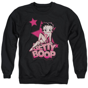 AN OFFCIALLY LICENSED BETTY BOOP SEXY STAR ADULT UNISEX CREWNECK SWEATSHIRT BLACK