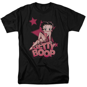 AN OFFCIALLY LICENSED BETTY BOOP SEXY STAR MEN'S REGULAR FIT T-SHIRT BLACK