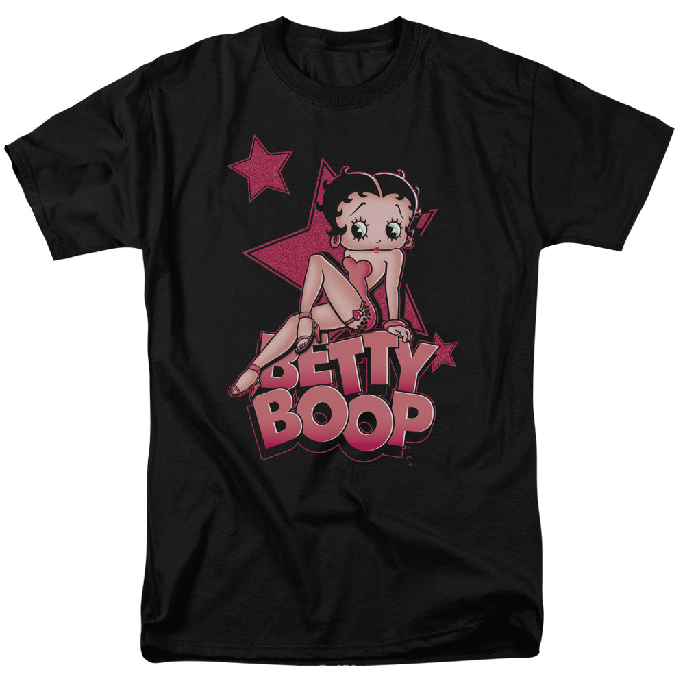 AN OFFCIALLY LICENSED BETTY BOOP SEXY STAR MEN'S REGULAR FIT T-SHIRT BLACK
