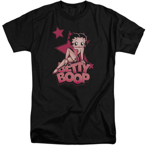 AN OFFCIALLY LICENSED BETTY BOOP SEXY STAR MEN'S TALL FIT T-SHIRT BLACK